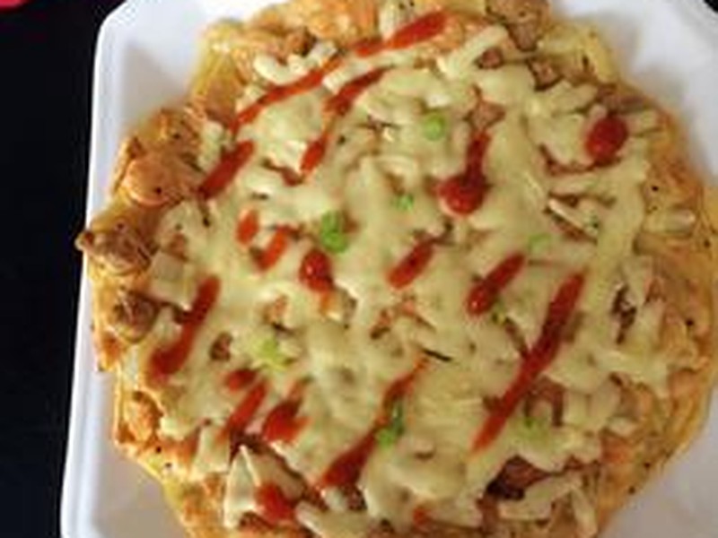 海虾蔬菜披萨饼