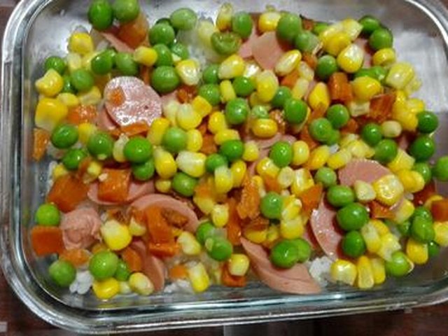 【火腿杂蔬焗饭（微波炉版）】步骤3