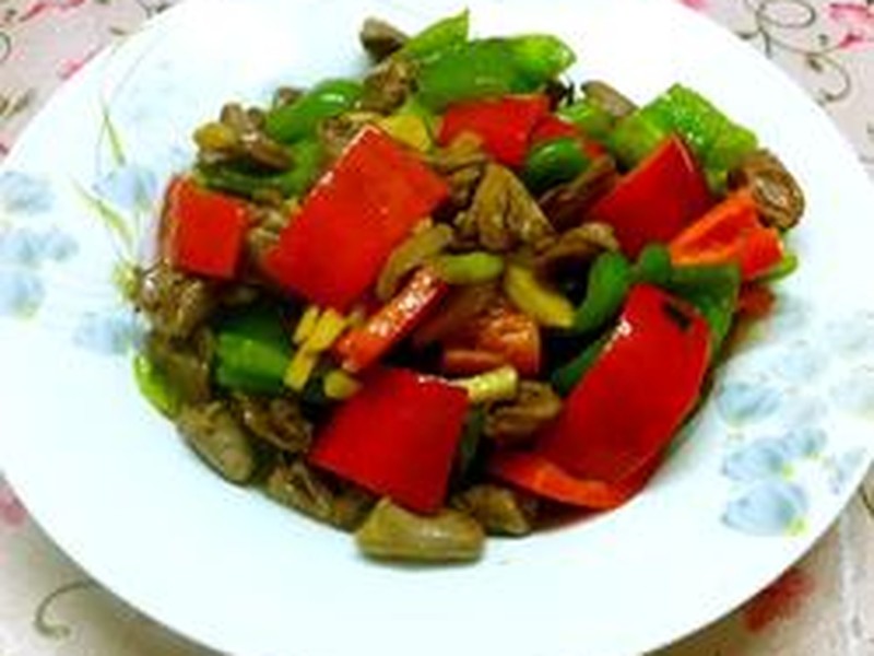 彩椒炒鸡心