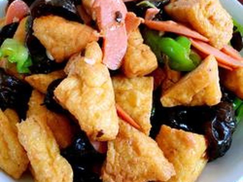 火腿木耳炒豆腐